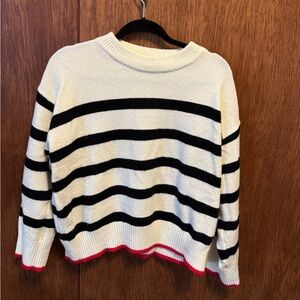 Easy Clothes Striped Black and White Sweater